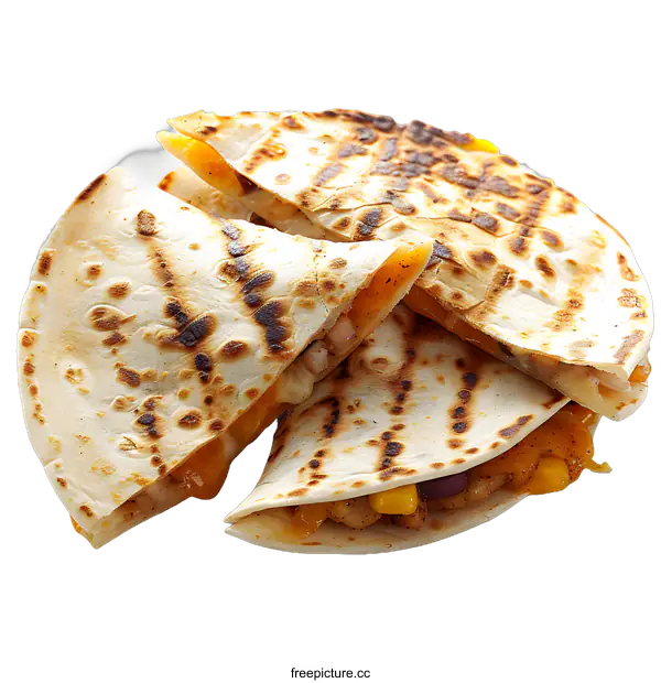 [Transparent Background PNG]Delicious Chicken Quesadillas with Cheese and Vegetables