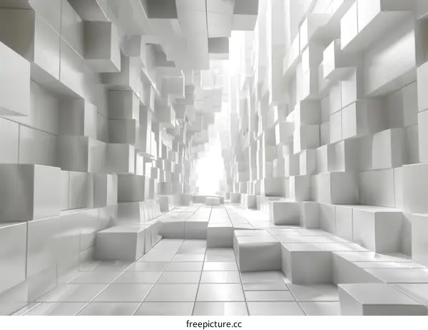 Futuristic Sci-Fi White Corridor With Bright Light At The End Of The Tunnel