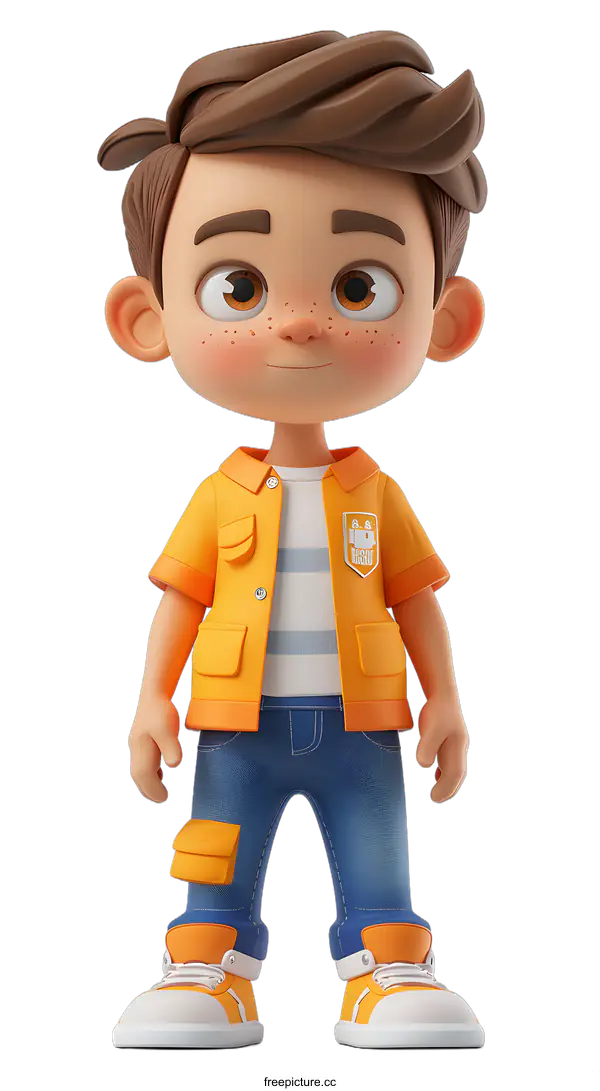 [Transparent Background PNG]3D rendering of a cute cartoon boy