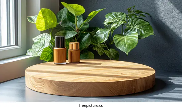 Natural Cosmetic Display with Wooden Stand