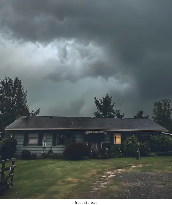 Stormy Sky Over Suburban House