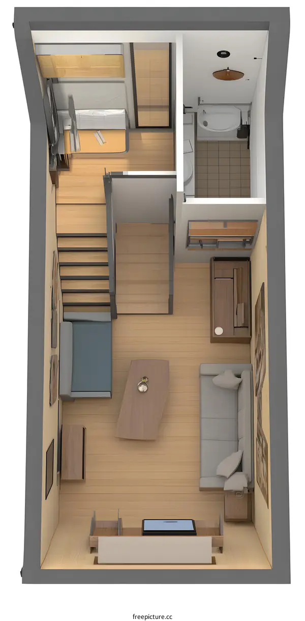 Modern Tiny House Floor Plan Design With Bathroom And Bedroom