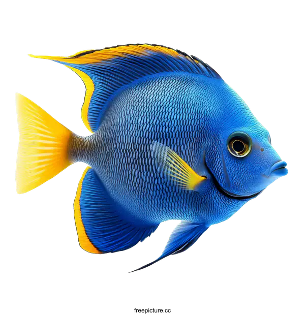 [Transparent Background PNG]Vibrant Blue Fish in Profile View