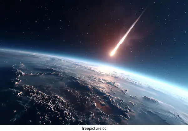 Meteor Striking Earth from Space