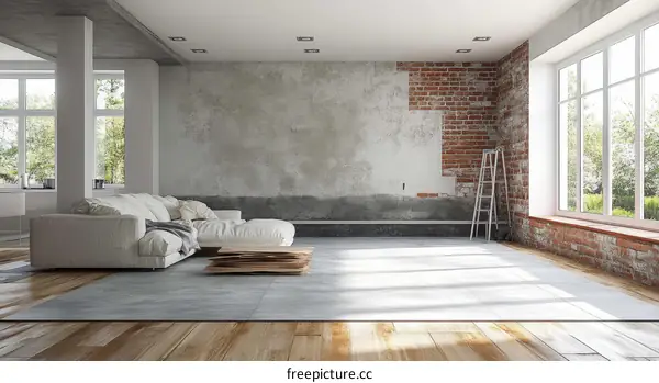 Modern Interior Design Undergoing Renovation