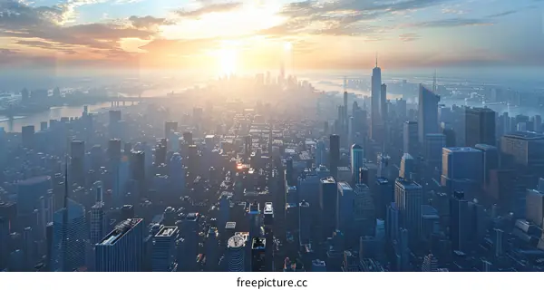 Sunrise over the New York City Skyline