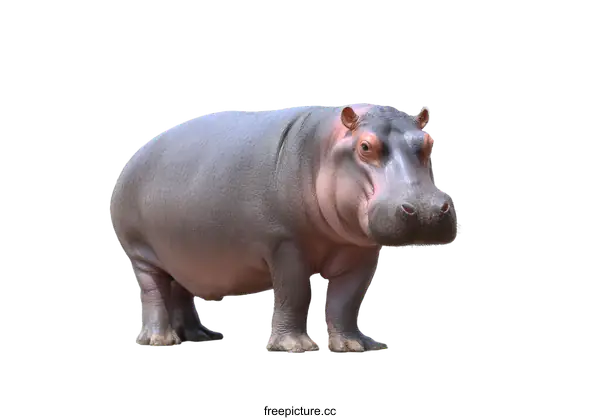 [Transparent Background PNG]Hippopotamus Standing Isolated on White Background
