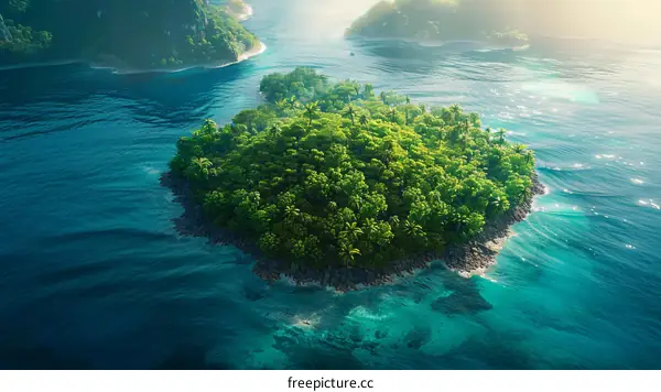 Tropical Paradise: Lush Island with White Sand Beach