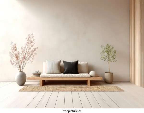 Modern Minimalist Wooden Sofa Room Interior Design