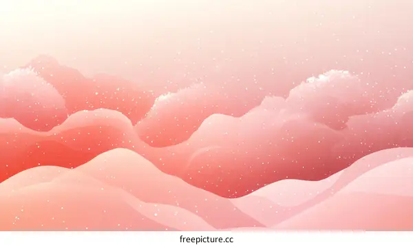 Abstract Pastel Pink Mountain Landscape Illustration