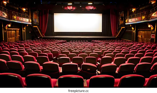 Empty Theater Seats Facing the Screen