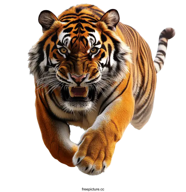 [Transparent Background PNG]Powerful Tiger Running in Full Speed
