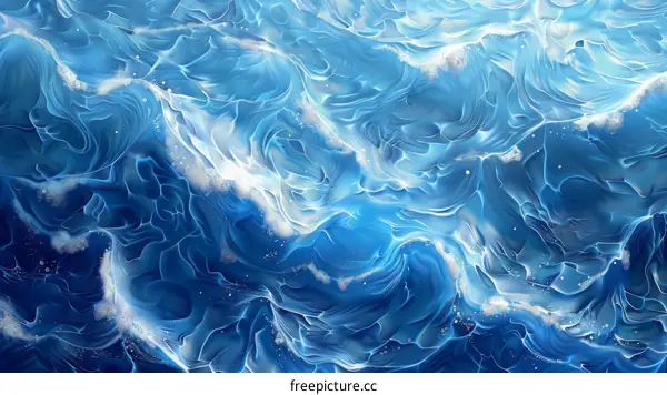 Blue and white ocean waves illustration