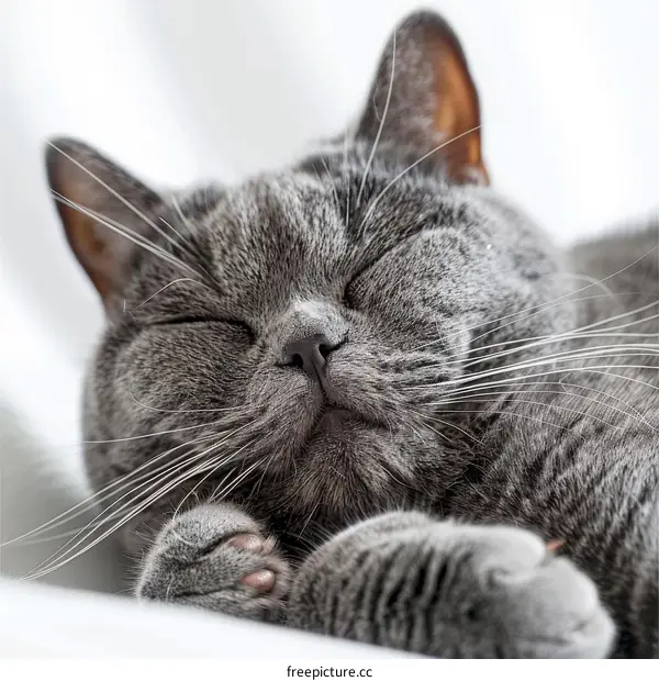 Gray Cat Sleeping Soundly