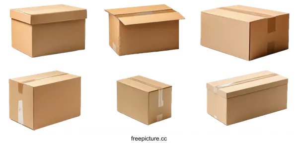 [Transparent Background PNG]Various Cardboard Boxes for Shipment