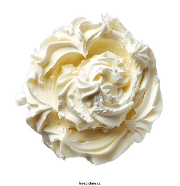 [Transparent Background PNG]Overhead view of whipped cream against a white background