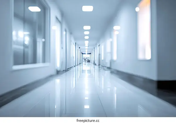 Modern Hospital Corridor Interior View