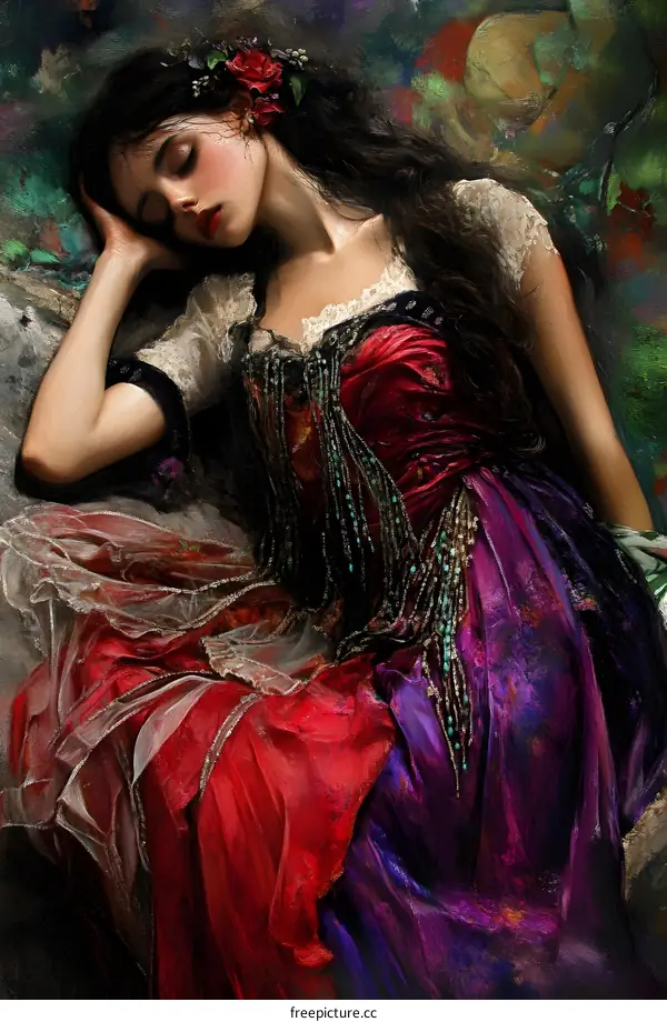 Sleeping Beauty in Red Dress