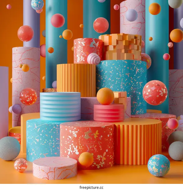 Colorful Geometric Shapes Composition