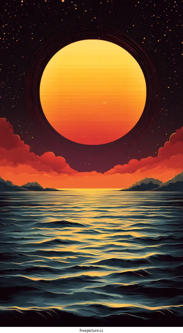 Sunrise over the Ocean with a Large Sun