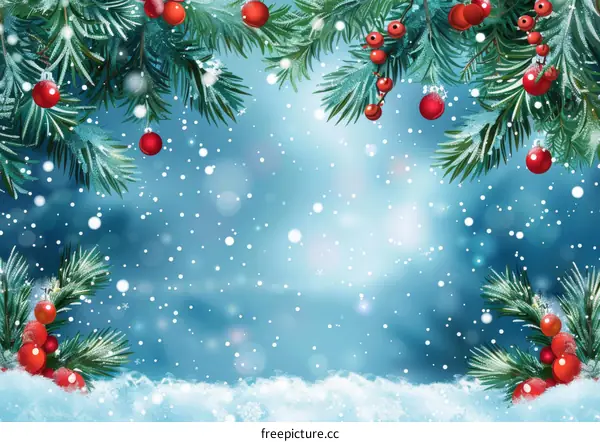Christmas Background with Festive Elements in Red, Green, and White