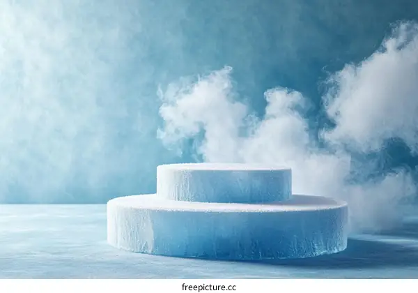 Frozen Ice Blue Display Stand with Fog