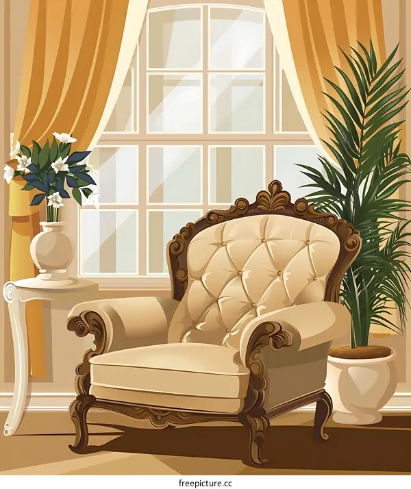 Elegant Armchair in a Luxurious Living Room
