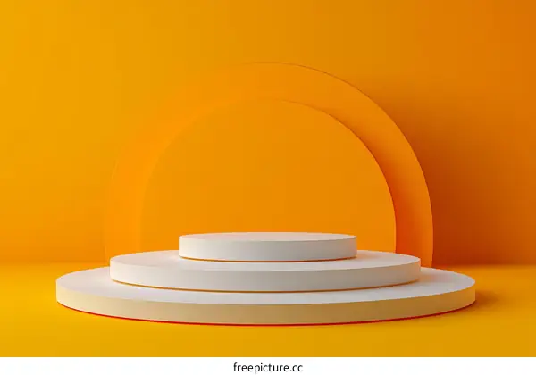 Abstract Minimalist Orange and White Display Podium