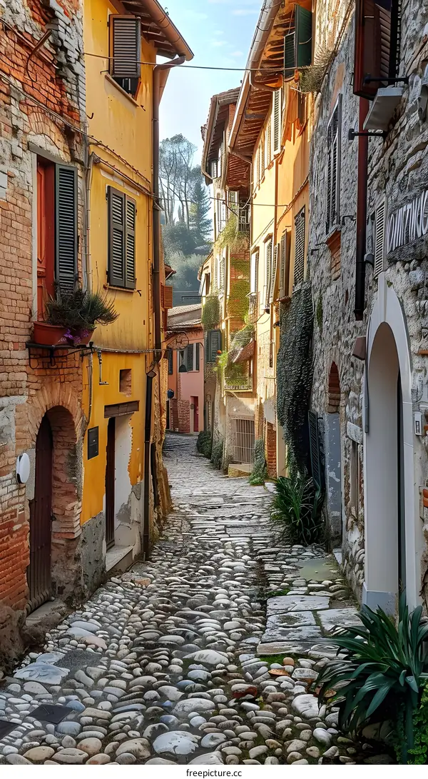 Cobblestone Street in an Italian Town