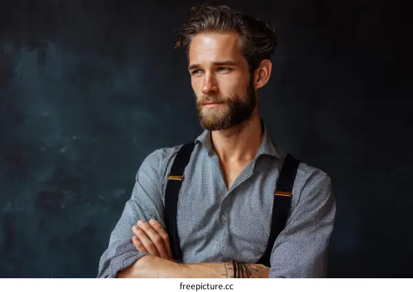 Stylish Man Posing Against Dark Background
