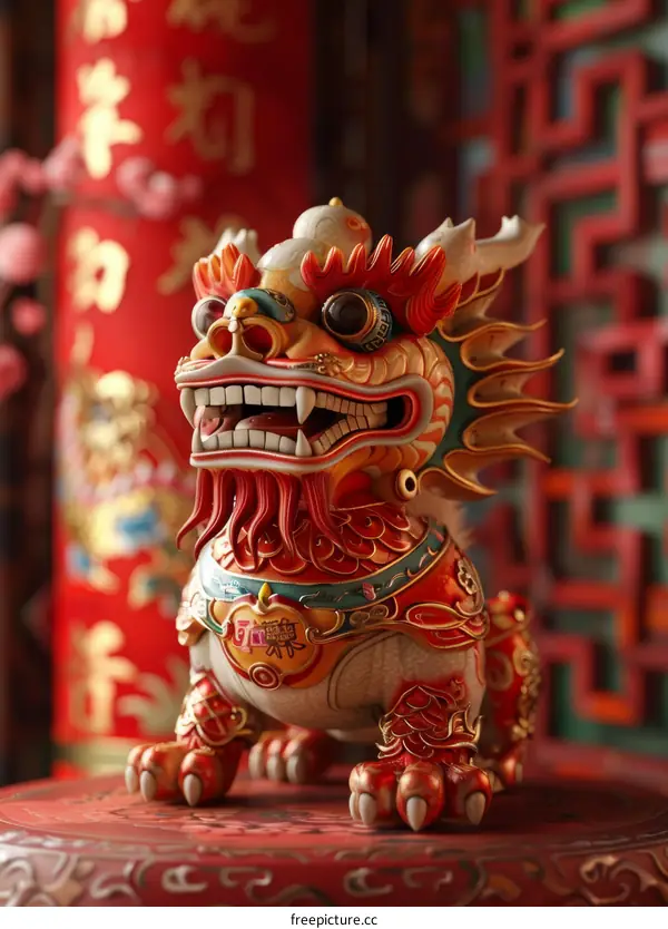 Chinese Ceramic Lion Statue for Strength and Protection