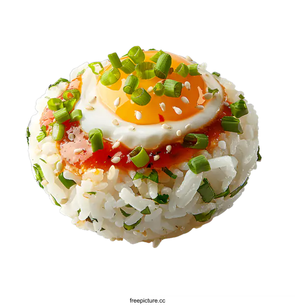 [Transparent Background PNG]Rice bowl with egg and vegetables