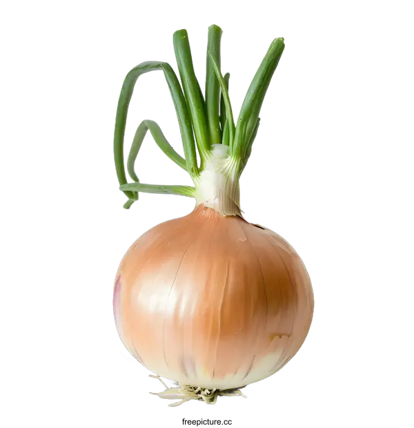 [Transparent Background PNG]Single Sprouting Onion on White Background
