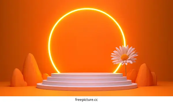 3D Orange and White Minimalist Flower Display