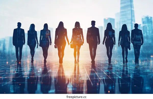 Business People Walking Towards Success