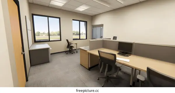 Modern Office Interior Design with Desk and Chair