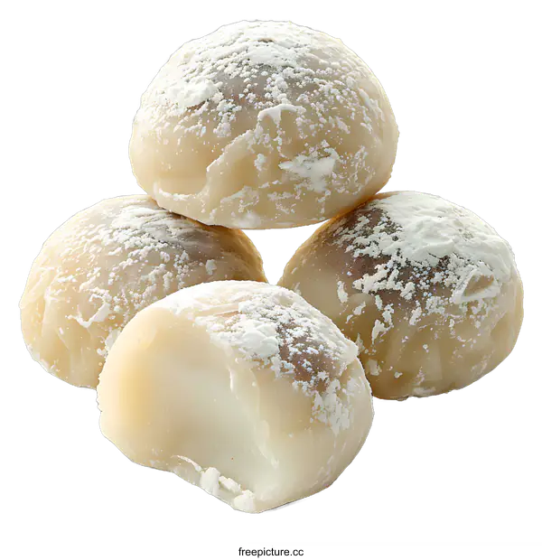 [Transparent Background PNG]Four Mochi Balls with Bean Paste Filling