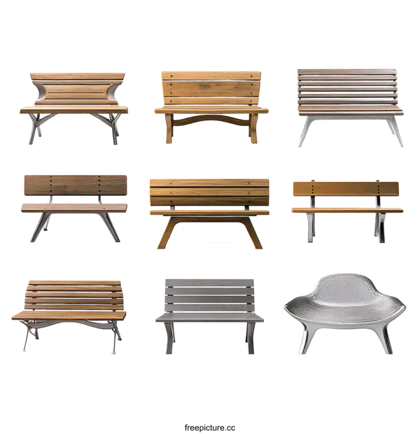 [Transparent Background PNG]Modern Park Benches Design Collection