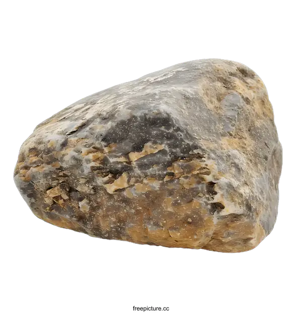 [Transparent Background PNG]Close Up Of A Single Grey And Brown Stone On A White Background