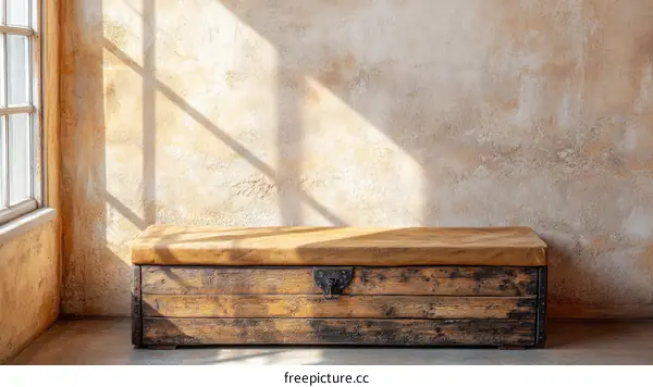 Rustic Wooden Chest in a Sunny Room