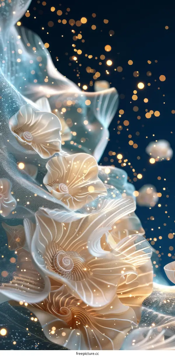 Abstract Floral Design with Sparkling Particles