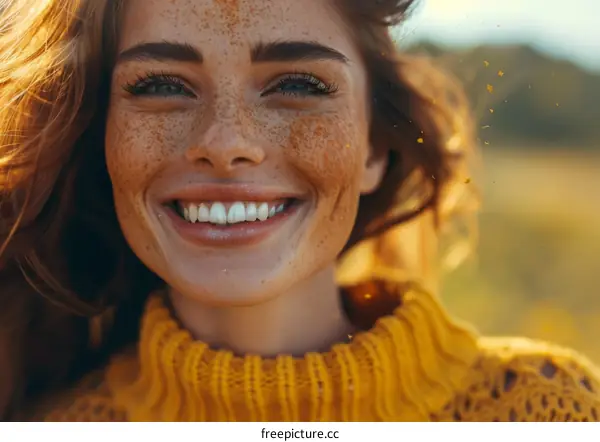 portrait of a young woman with freckles