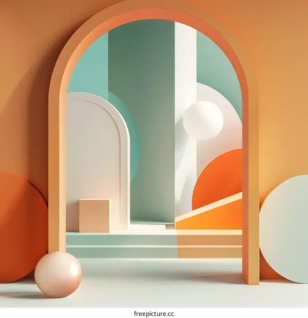 Abstract Archway with Geometric Shapes in Pastel Colors