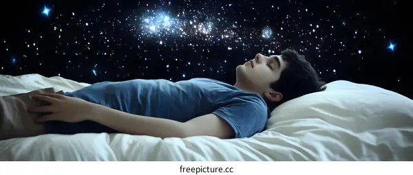 Man Sleeping Under Starry Night Sky