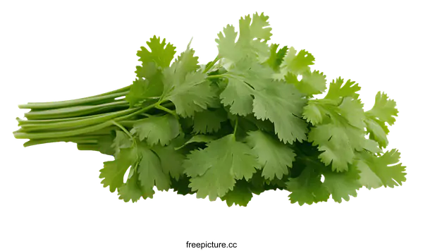 [Transparent Background PNG]Fresh Coriander Bunch Close-Up