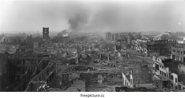 The ruins of Warsaw after the Warsaw Uprising in World War II