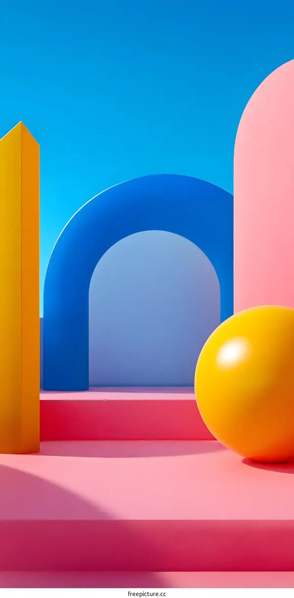 Abstract Minimalist Geometric Shapes with Pastel Colors Background