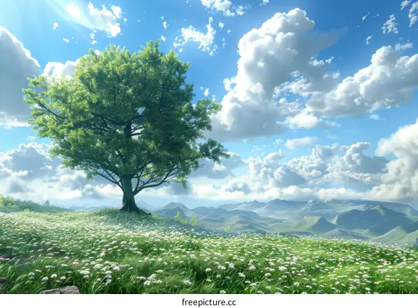 Lonely Tree in a Grassland