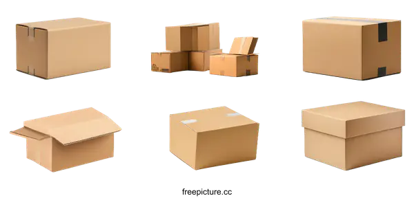 [Transparent Background PNG]Various Cardboard Boxes for Shipping