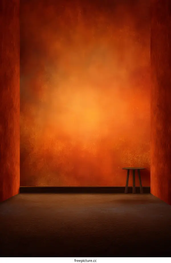 Empty Room with Rusty Orange Wall
